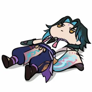 😑 Xiao Genshin Impact Xiao, Genshin Impact, anime, video game, character, sleepy, chibi telegram sticker
