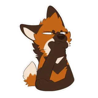 🤔 volpe, animale, peloso, cartone animato, carino, adesivo, pensando telegram sticker