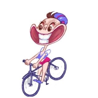 😵 мультфильм, велосипед, велосипедист, персонаж, иллюстрация telegram sticker