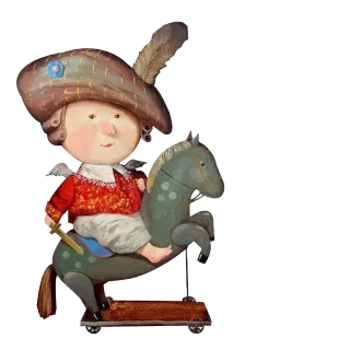 🤴 Винтаж, Игрушка, Лошадь, Ребенок, Иллюстрация, Антиквариат whatsapp sticker