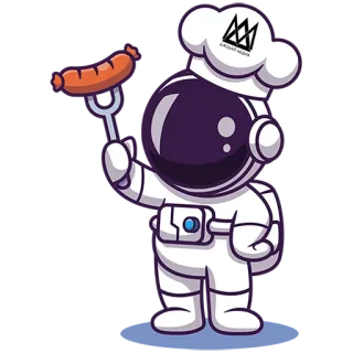 🌭 астронавт, шеф-повар, колбаса, космос, готовка, еда telegram sticker