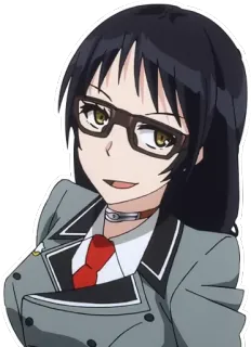 😏 anime, glasses, female, character, school uniform whatsapp sticker