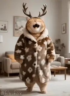 😂 @fix_fox cat, deer, coat, funny, animal, cute telegram sticker