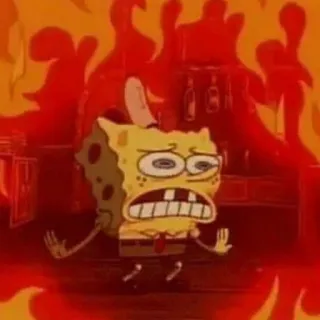 🧽 Spongebob spongebob, feu, dessin animé, stressé, effrayé whatsapp sticker