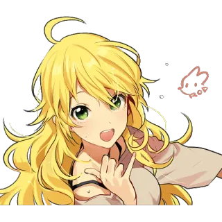 😆 Chica anime, Dibujo animado, Pelo amarillo, Lindo, Sonriendo whatsapp sticker