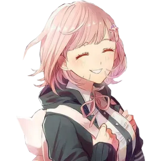 😄 Chiaki Nanami Danganronpa anime, game, cute, pink hair, Danganronpa, Chiaki Nanami telegram sticker