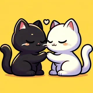 🥰 cats, animals, love, friendship, cute, kawaii, cartoon, kissing telegram sticker