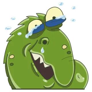 😂 Cartone animato, Mostro, Pianto, Triste, Verde, Lacrime, Emozione telegram sticker
