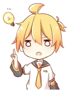 💭 Anime, Vocaloid, Len Kagamine, Chibi, Ide, Bohlam telegram sticker