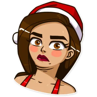 😳 ผู้หญิง, หมวกซานต้า, คริสต์มาส, การ์ตูน, เด็กผู้หญิง, วันหยุด telegram sticker