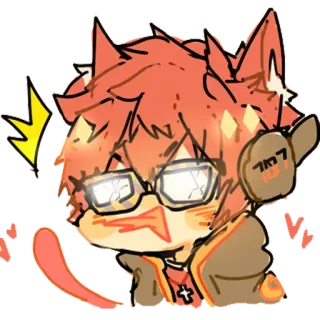 😻 707 anime, cartoon, fox, glasses, kawaii telegram sticker
