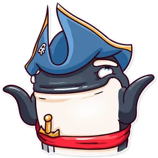 🤷‍♂️ orca, whale, pirate, cartoon, sticker, animal telegram sticker