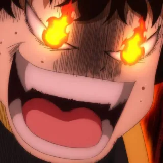 ⚽️ anime, bravo, fogo, olhos, sorriso, dentes telegram sticker