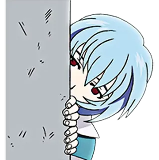 🧐 Rei Ayanami Neon Genesis Evangelion anime, rei ayanami, evangelion, peek, sticker, kawaii, manga telegram sticker