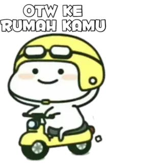 🍡 OTW KE RUMAH KAMU scooter, casque, mignon, voyage, en route, jaune, dessin animé telegram sticker