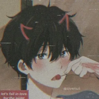 🖤 let's fall in love for the night Anime, Dessin animé, Romance, Mignon, Diable telegram sticker