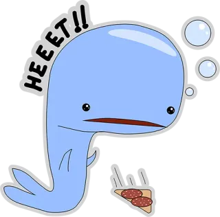 😐 HEEET!! Wieloryb, Kreskówka, Pizza, Słodkie, Zwierzę, Stwór morski telegram sticker