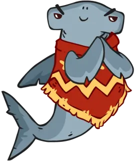 😊 hammerhead shark, cartoon, anthropomorphic, animal, sea creature, cute telegram sticker