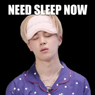 🛏 NEED SLEEP NOW 수면, 피곤, 잠이 필요해, 수면 안대, 잠옷 telegram sticker
