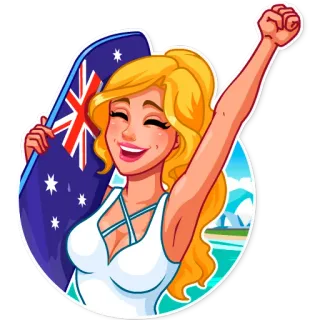 🇦🇺 Australia, bandera, mujer, celebración, alegría, feliz whatsapp sticker