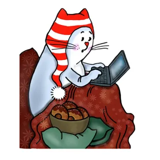 🧐 cat, computer, food, winter, cozy, cartoon, holiday, festive telegram sticker