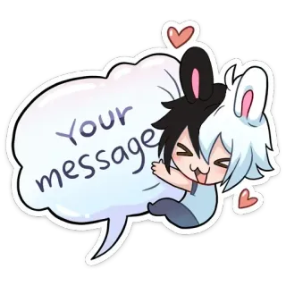 ☺️ Your message 만화, 메시지, 토끼 귀, 애니메이션, 귀여운 telegram sticker