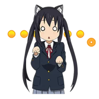 😸 Azusa Nakano K-On! Anime, Orelhas de gato, Uniforme escolar, Fofo, Desenho animado telegram sticker
