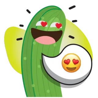 😍 еда, яйцо, огурец, любовь, глаза-сердечки, эмодзи telegram sticker