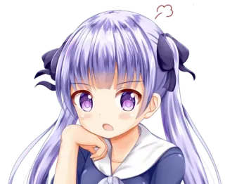😠 Anime, Fille, Dessin animé, Mignon, Cheveux violets, Bulle de pensée telegram sticker