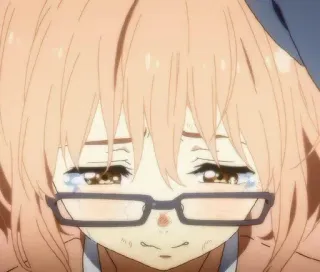 🌟 Anime, fille, pleurer, triste, larmes, lunettes telegram sticker