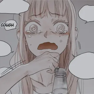 🥟 COUGH cough, sick, anime, cartoon, girl, ill, comic telegram sticker