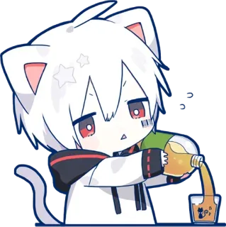 🥛 chat, animé, mignon, kawaii, dessin animé telegram sticker