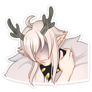 🙏 anime, elf, horns, fantasy, cartoon, sticker, white hair telegram sticker