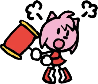 😡 Amy Rose Amy Rose, Sonic the Hedgehog, video game character, cartoon, hammer, pink hedgehog telegram sticker