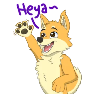 👋 Heya~ cane, cartone animato, saluto, onda, amichevole, animale telegram sticker