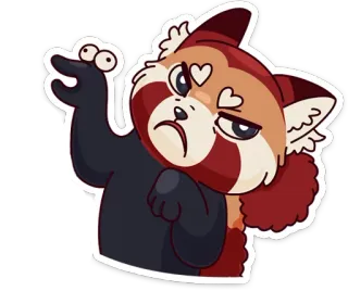 ☹ rode panda, cartoon, dier, schattig, boos, hart, uitdrukking telegram sticker