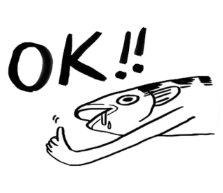 🐈 OK!! рыба, ок, большой палец вверх, мультфильм, животное whatsapp sticker
