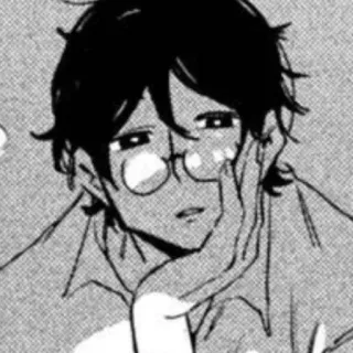 🛹 Anime, Manga, Gafas, Personaje, Triste, Aburrido, Pensando telegram sticker