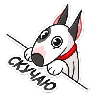 😢 СКУЧАЮ chien, mignon, animal, bull terrier, autocollant, dessin animé whatsapp sticker