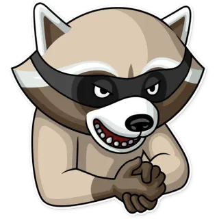 😈 szop, zwierzę, kreskówka, bandyta, maska, śmieszny, słodki telegram sticker