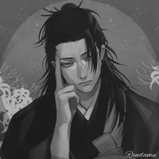 🥀 Randamu Anime, Manga, Personnage, Portrait, Art, Noir et Blanc telegram sticker