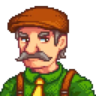 😠 George Mullner Stardew Valley Pixel art, Videojuego, Granjero, Anciano, Stardew Valley, Personaje telegram sticker