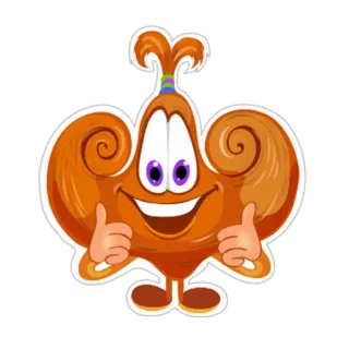 👍 Desenho animado, Polegar para cima, Emoji, Personagem, Alegre, Positivo telegram sticker
