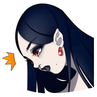 😳 adesivo, vampiro, gotico, donna, oscuro, personaggio telegram sticker