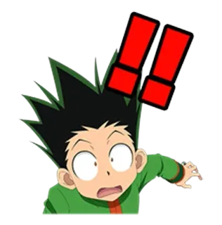 😧 Gon Freecss Hunter x Hunter anime, gon freecss, hunter x hunter, surprised, shocked, anime sticker telegram sticker