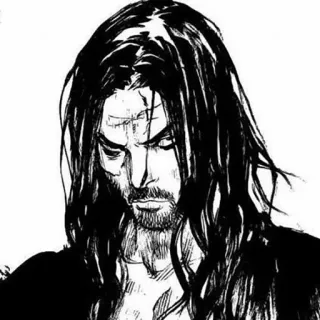 😠 Miyamoto Musashi Vagabond Samurai, Manga, Vagabond, Krijger, Zwaard, Katana telegram sticker