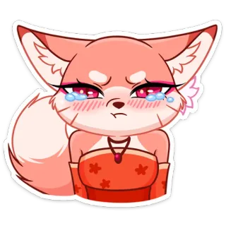 😠 лиса, животное, милый, плачет, грустный, мультфильм, аниме telegram sticker
