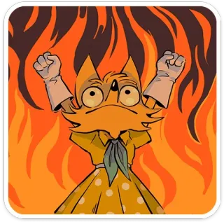 🔥 cartoon, fire, cat, anger, frustration, character, animal telegram sticker