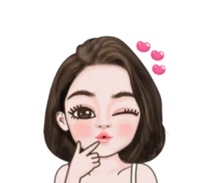 👩 Мультфильм, Девочка, Женщина, Подмигивание, Поцелуй, Милый telegram sticker