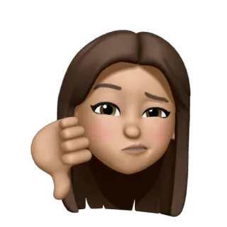 ❤️ Polegar para baixo, Deslike, Emoji, Mulher, Desenho animado whatsapp sticker